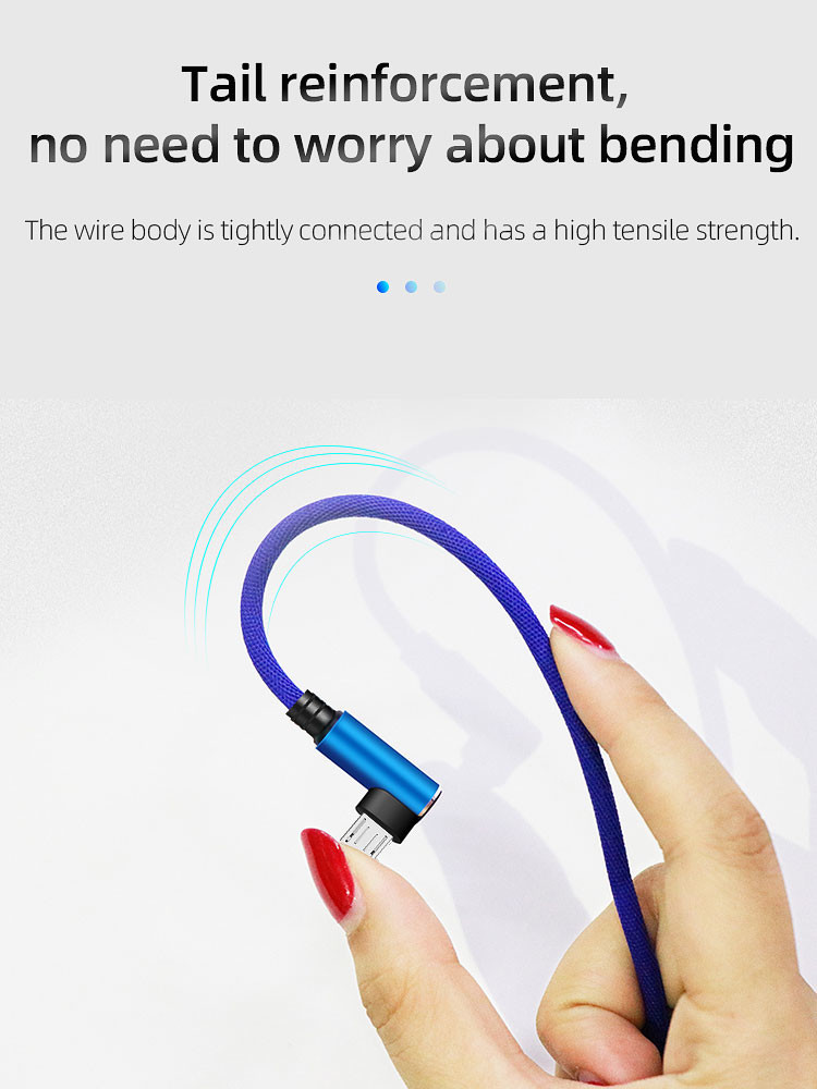 L Shape RoHs Right Angle Charging Cable Android USB Charging Cable
