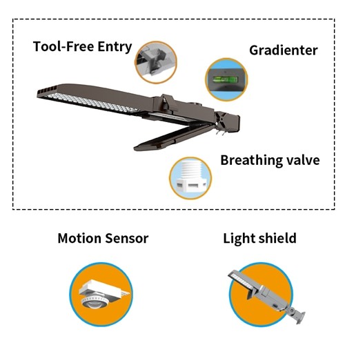 Ra70 160lm/W 400W Motion Sensor LED Street Light