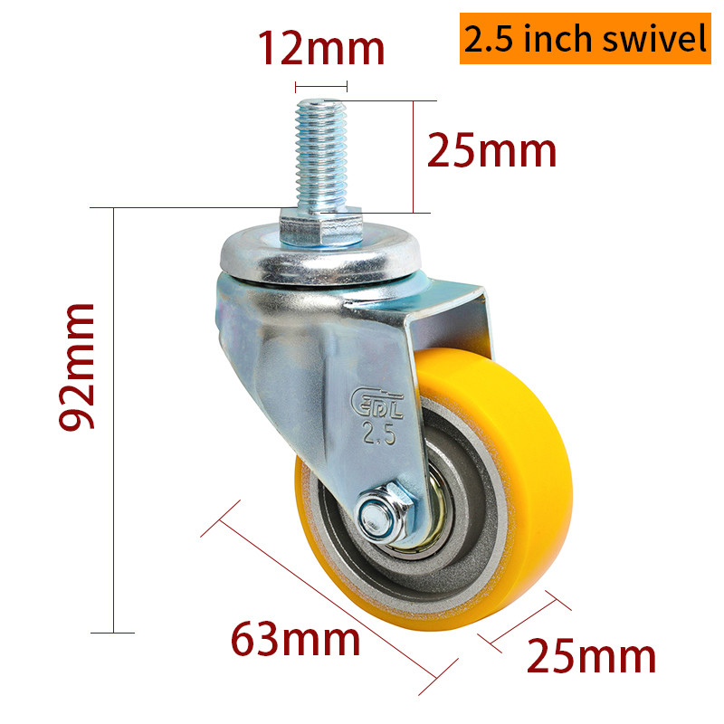 EDL Light Duty 2.5inch 80kg Threaded TPU Caster by Swivel and Brake type