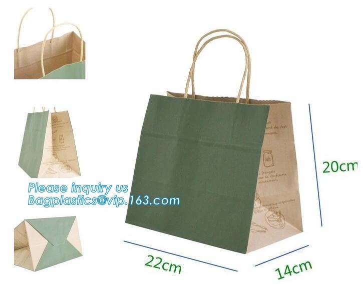 Custom Printed Accept Wholesale Stock White Brown Kraft Paper Shopping Bag With Handle No Minimum, carrier handle bags