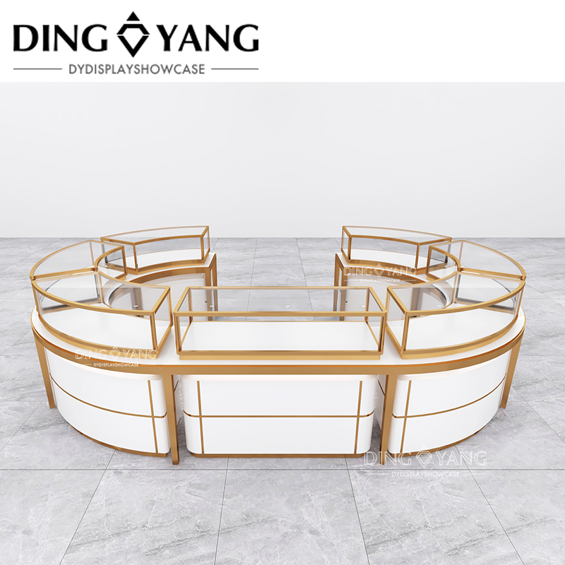 Manufacturer Custom Made Luxury High End Large Oval Center Island Jewelry Showcases Glass Display Cabinets