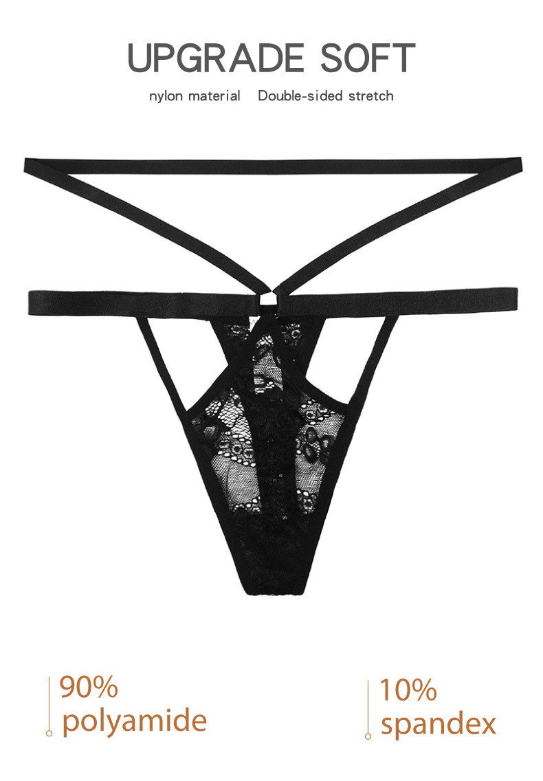 Valentine Womens Underwears Black Thong Lingerie G String Lace T Back Strappy Body Harness Gift