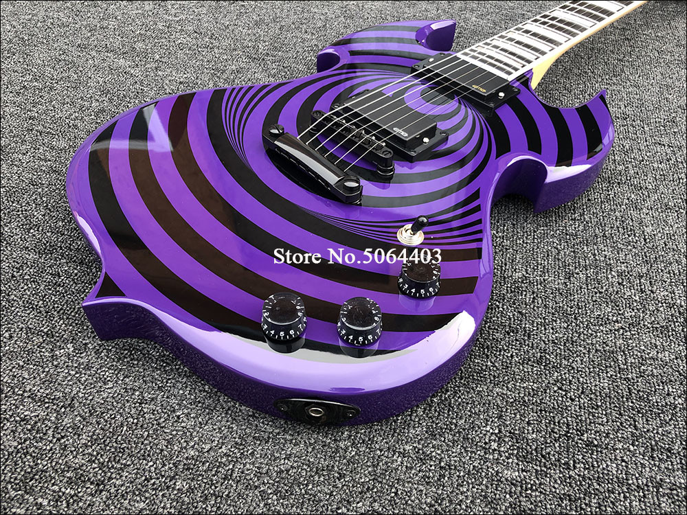 High quality shaped electric guitar purple paint circle black veneer rosewood fingerboard FREE shipping costs