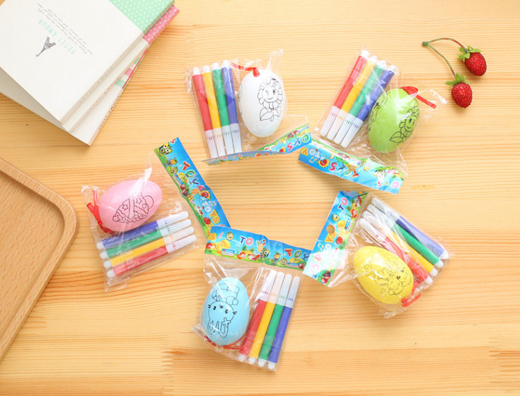 Assorted colors Plastic Easter eggs Gachapon Eggs surprise eggs Gacha Ball With 4 Colours Water Color Pen for kids DIY