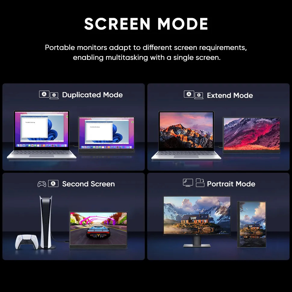 Windows Android Portable Laptop Dual Screen Dual Monitor Extender 13.3" FHD 1080P