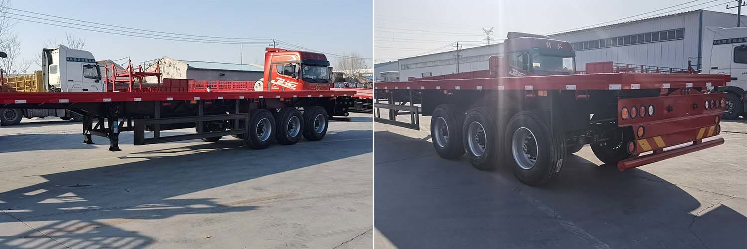 Container Flatbed Truck Trailer 60t Semi 3 Axles 40FT Feet