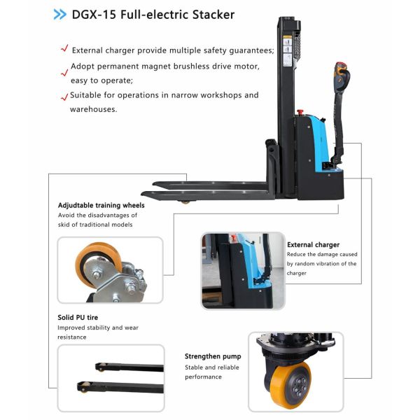 Aida Factory Electronic Stacker Hydraulic Lift Hand Pallet Truck Price Fully Automatic Stacker