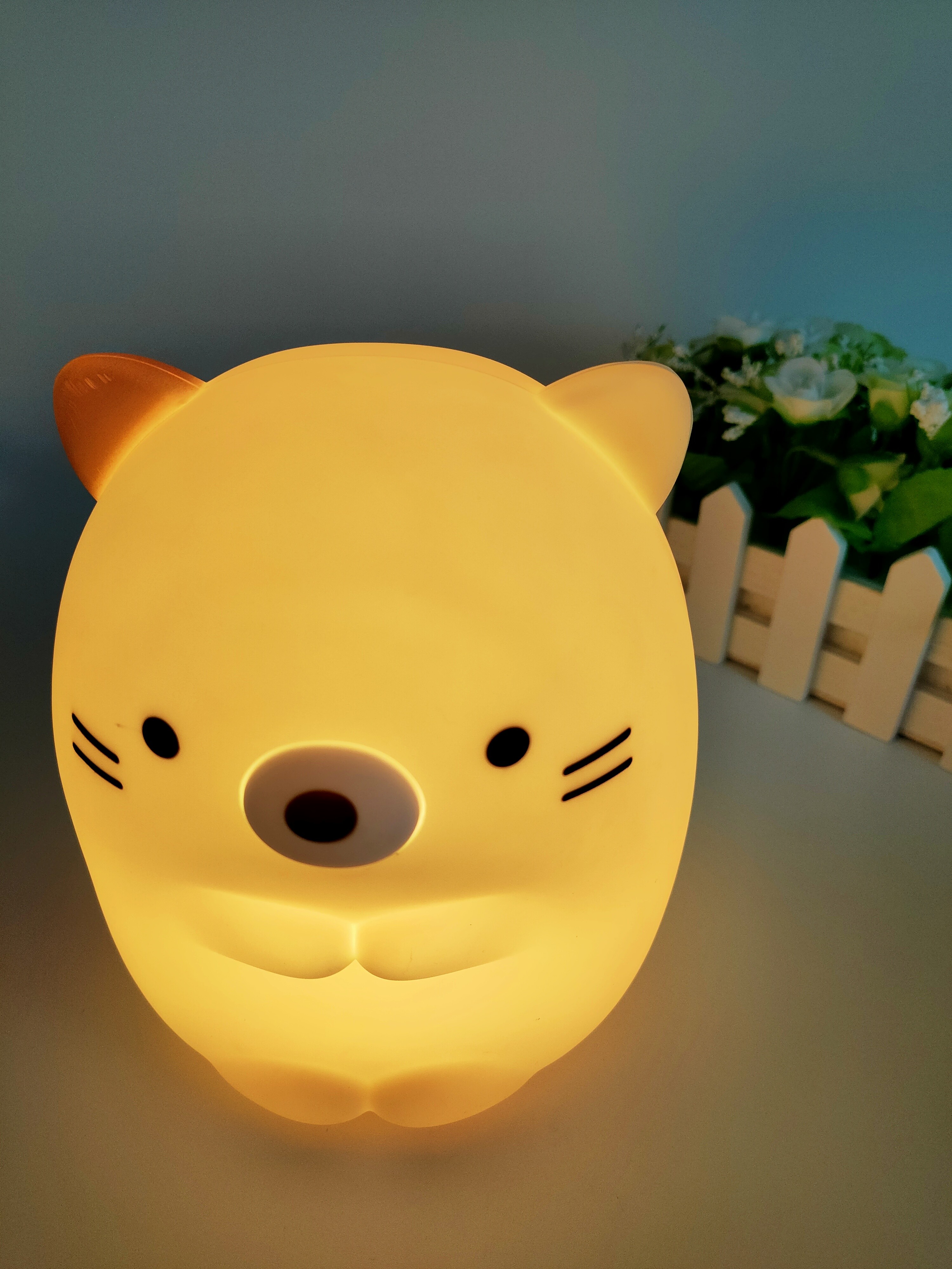 Cartoon Hamster Soft Silicone Toys , Silicone Color Changing Night Light