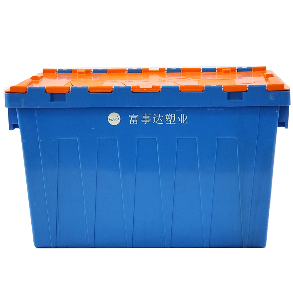 Heavy Duty Stackable Nesting HDPE Plastic Crates With Attached Lid Totes 67 ltr