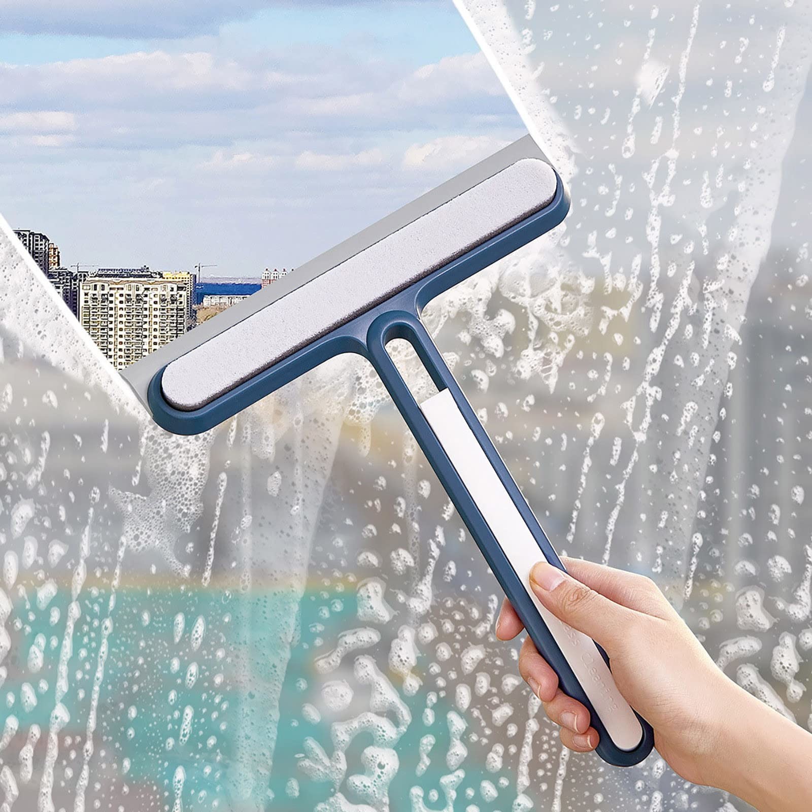 4 in 1 Multi-Functional Shower Squeegee Silicone Scraper Cleaner for Mirrors Shower Doors Car Windows Glass Doors Cleaning Tool