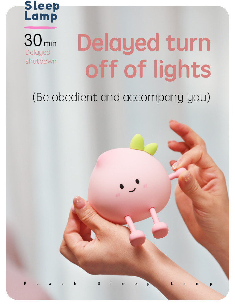 Holiday Gift Timed Sleep Relaxing Atmosphere Peach Silicone Night Lightpat Light