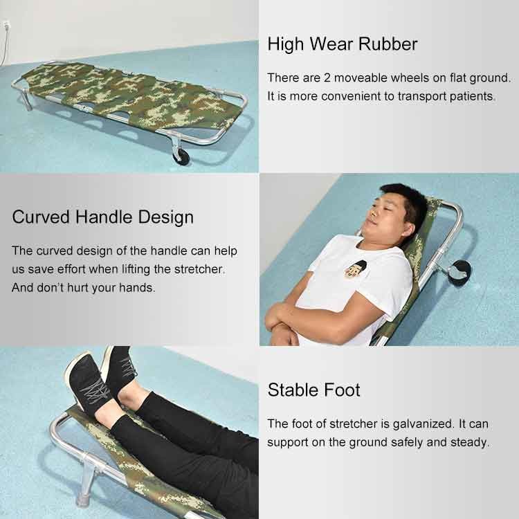 Emergency Evacuation Patient Folding Stretcher Trolley Small Wheels 185cm×48cm×21cm