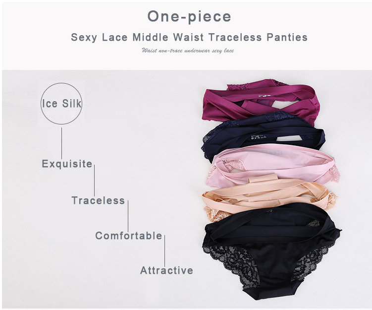 Hemp Lace Ladies Underwear Panties Sexy Seamless Knitted Ice Silk