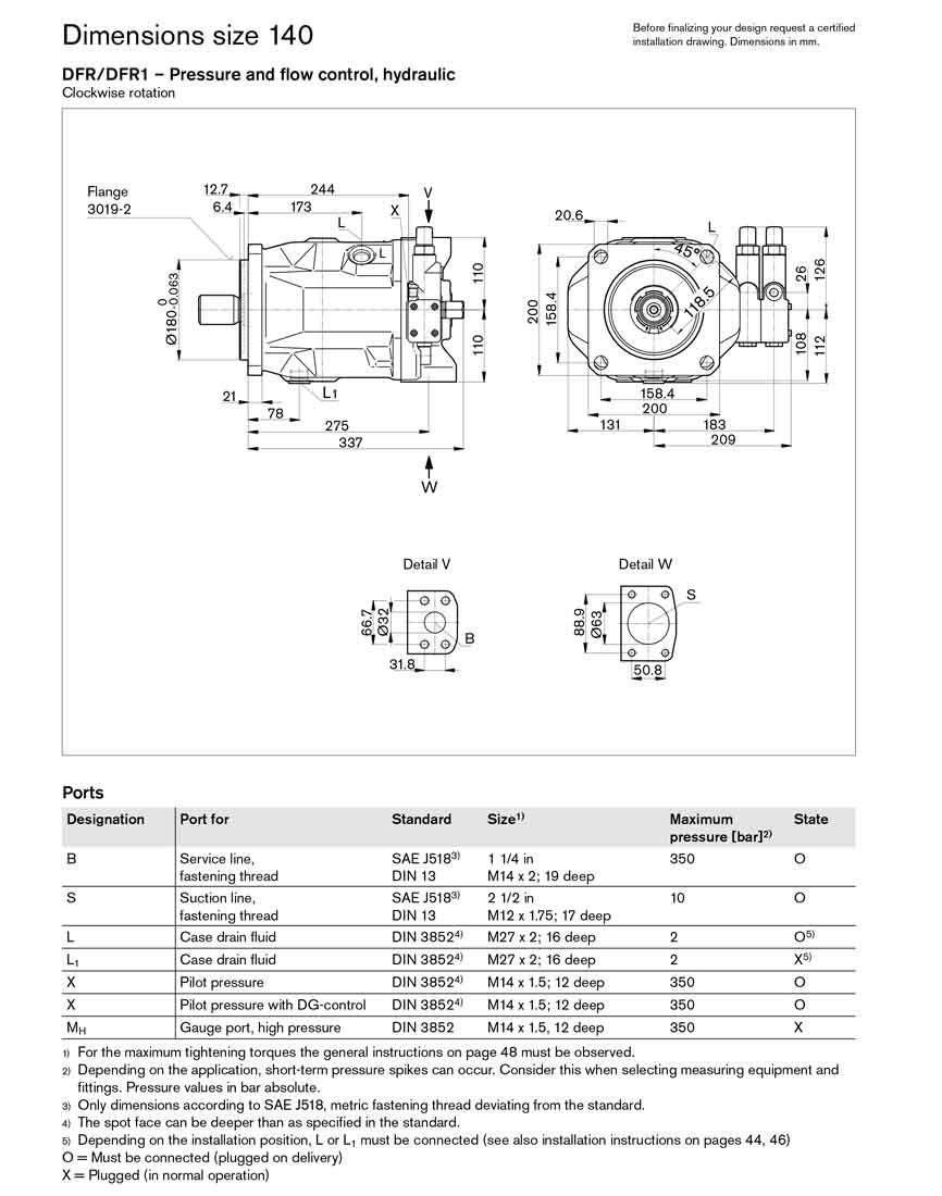 Rexroth A10VSO140 A10VO140 Hydraulic Piston Pump A10VSO140DFR1/31R-VPA12N00 High Pressure Low Noise  for Construction Machines
