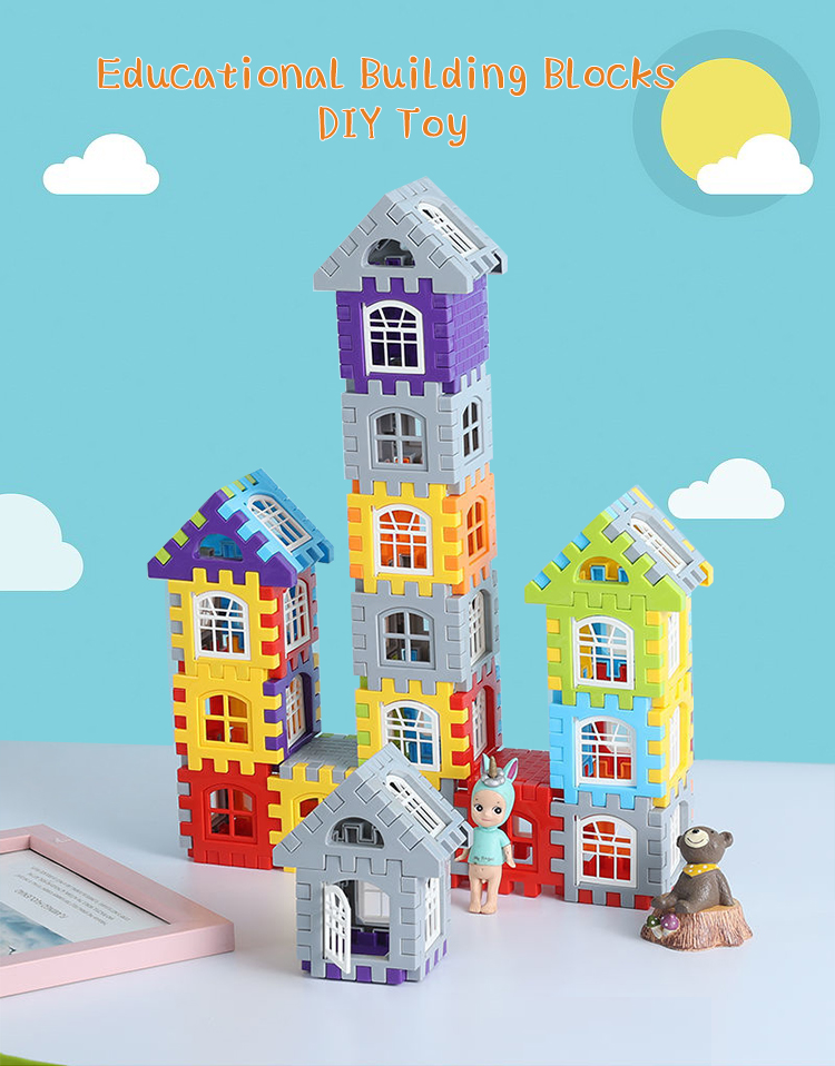 PP Plastic Assemble Bricks Creative DIY Toy for Early Education Cognition Developing Children's House Building Blocks