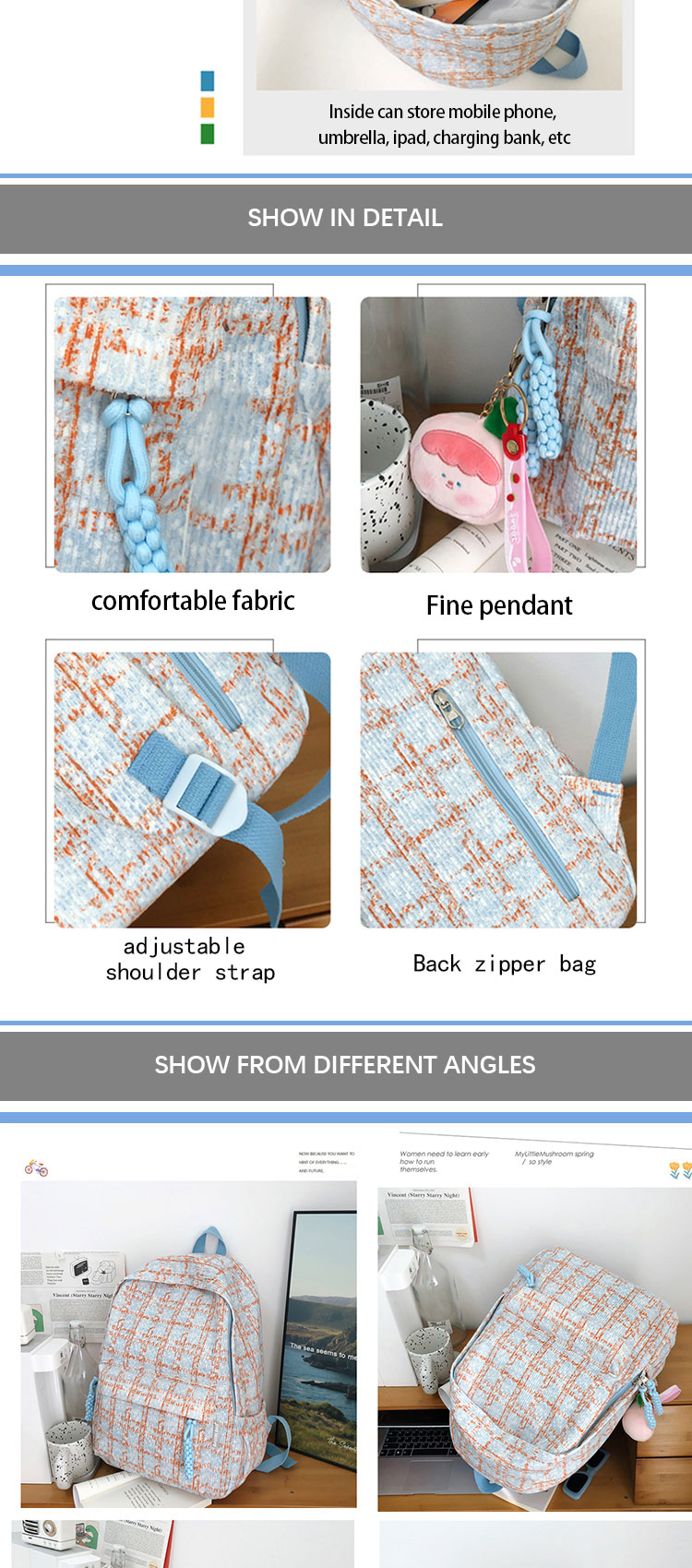 Korean Style Student Schoolbag Backpack , Kids Cute Book Bags Pack Multiple Color