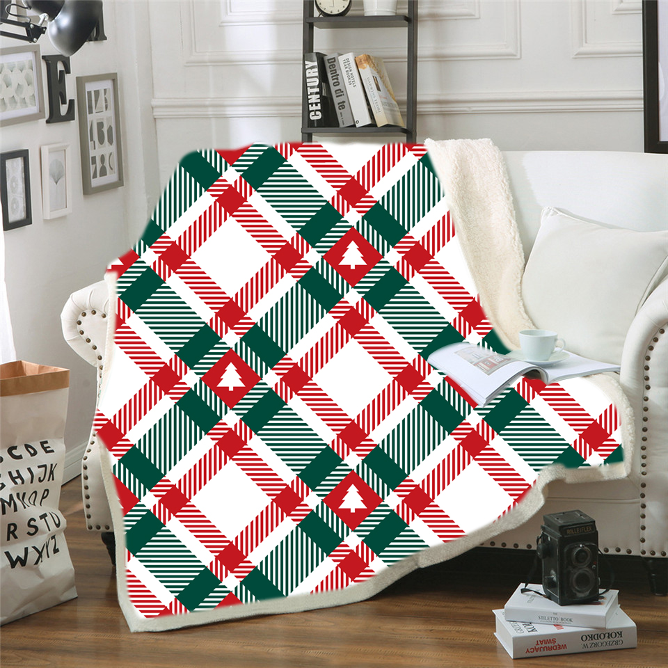 Christmas Customized Printed Sherpa Throw Soft Cozy Plush Fleece Blankets for Sofa Bedding Winter