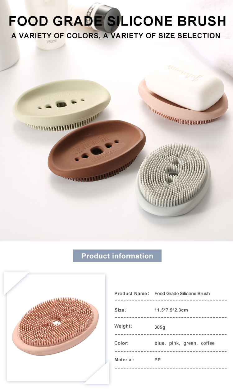 Silicone Soap Dish Brush With Drain, Soap Holder Soap Box Shower Dish Soft Bristles Shower Brush Soap Saver For Bathroom