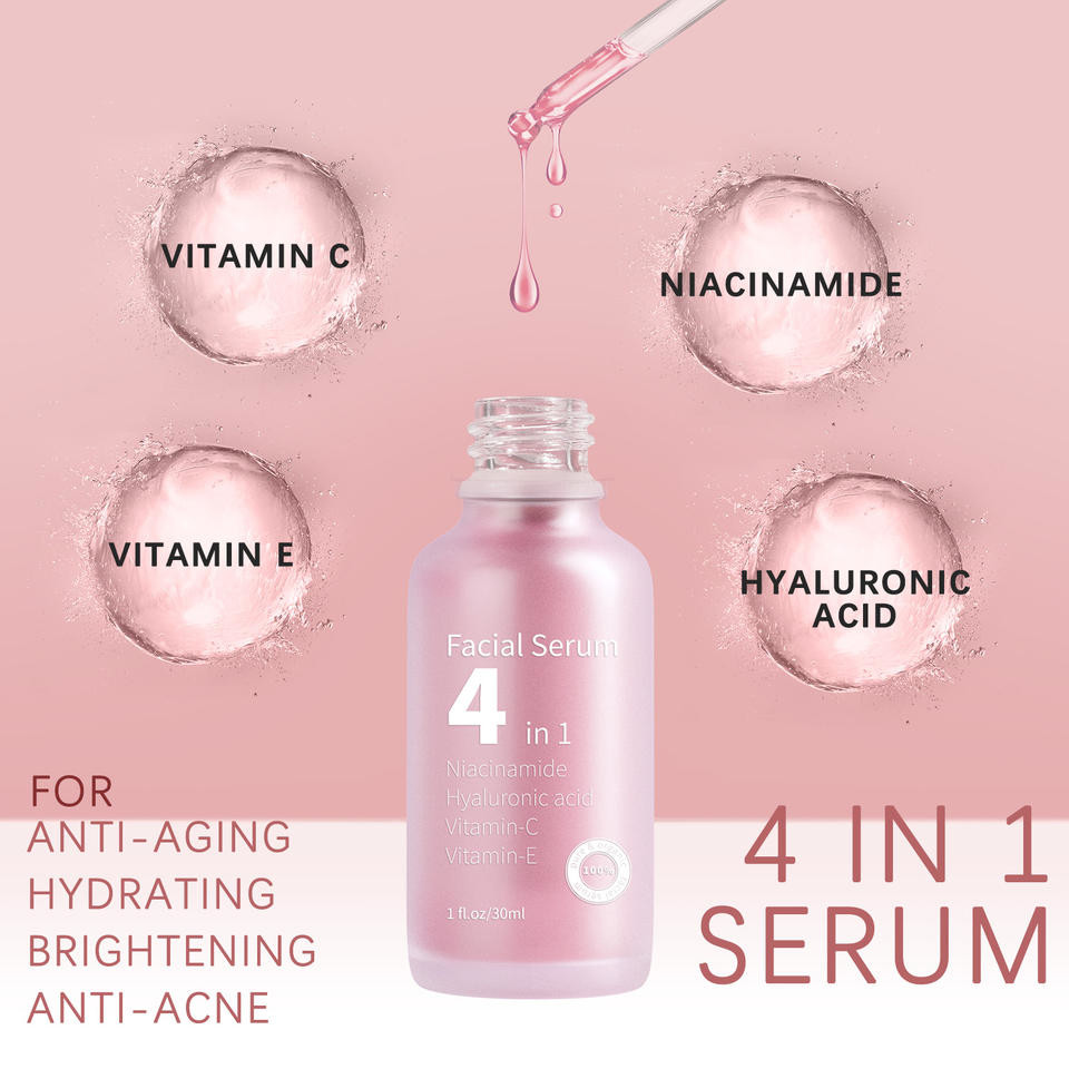 4 In 1 Face Serum 30% Vitamin C With HA Nicotinamide Anti-Aging Hydrating Whitening Skin Serum