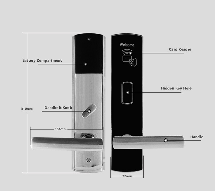 Custom Hotel Card Reader Door Locks , Smart Card Door Lock Super Convenience