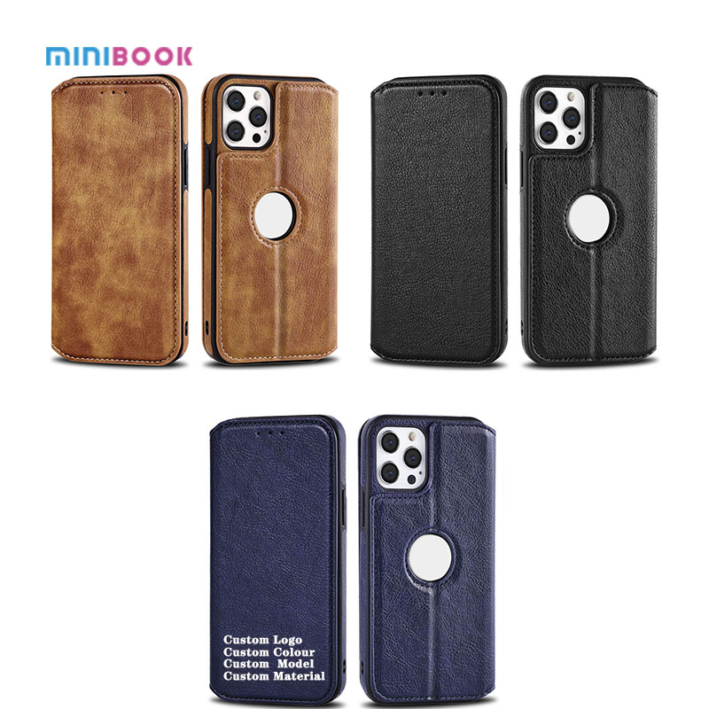 Waterproof Minibook Personalized Magnetic Attraction Pu Leather Cell Phone Case for Phone 12 Pro