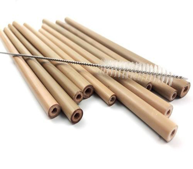 22.5cm Organic Biodegradable Disposable Bamboo Straws Beverage Bubble Boba Tea Drinking Straw