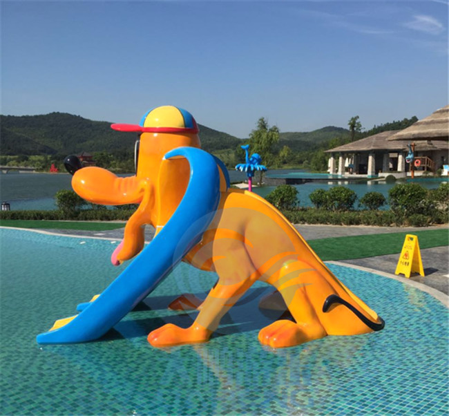 Fiberglass Kids Water Slide Cute Cat Duck Rabbit Mini Water Slide Anti UV