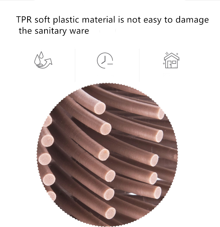 TPR Soft Rubber Soft Hair Toilet Brush antibacterial Stainless Steel Bathroom accessories silicone toilet brush