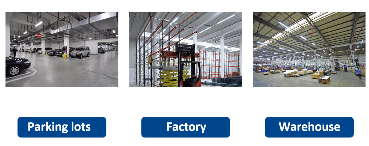 This LED vapor tight batten light fixture is widely used in commercial spaces, fire stairs, warehouses, factories, underpasses, parking lots, and other scenarios to provide a bright and stable lighting environment.