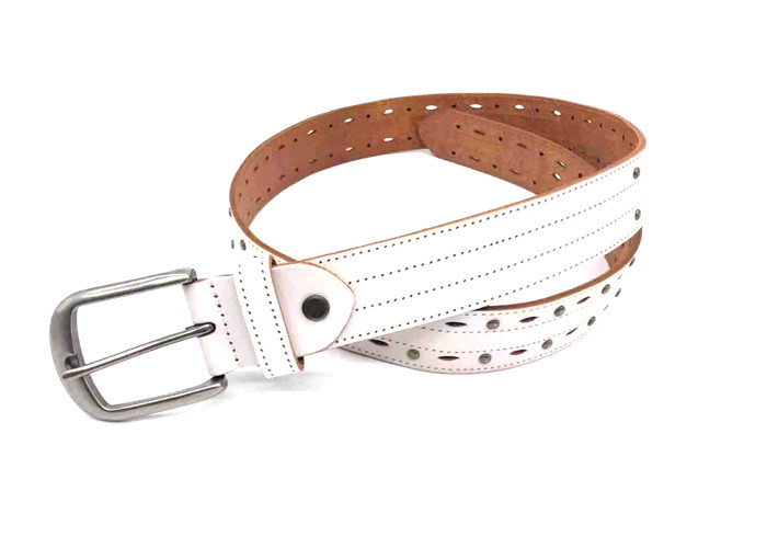 Circle Studded Mens Casual Leather Belt With Alloy Buckle