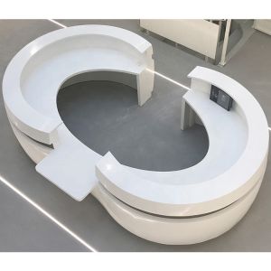 White Repairable NFS Curved Solid Surface Reception Desk Stick Seamless