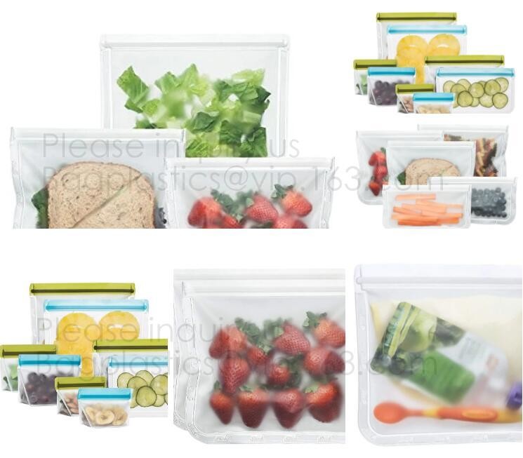 Reusable BPA Free Food Grade Preservation Storage Silicone Food Fresh Bag,Silicone Plastic Packaging Food Zip Silicon Fr