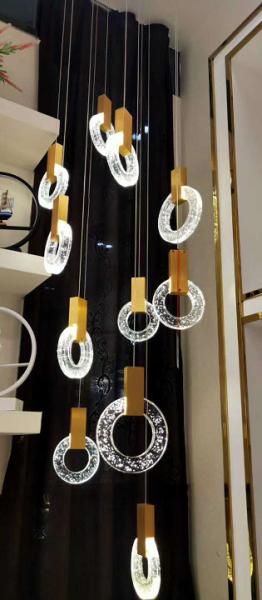Modern Crystal Ring Chandelier Creative Villa Hotel Restaurant Gold Pendant