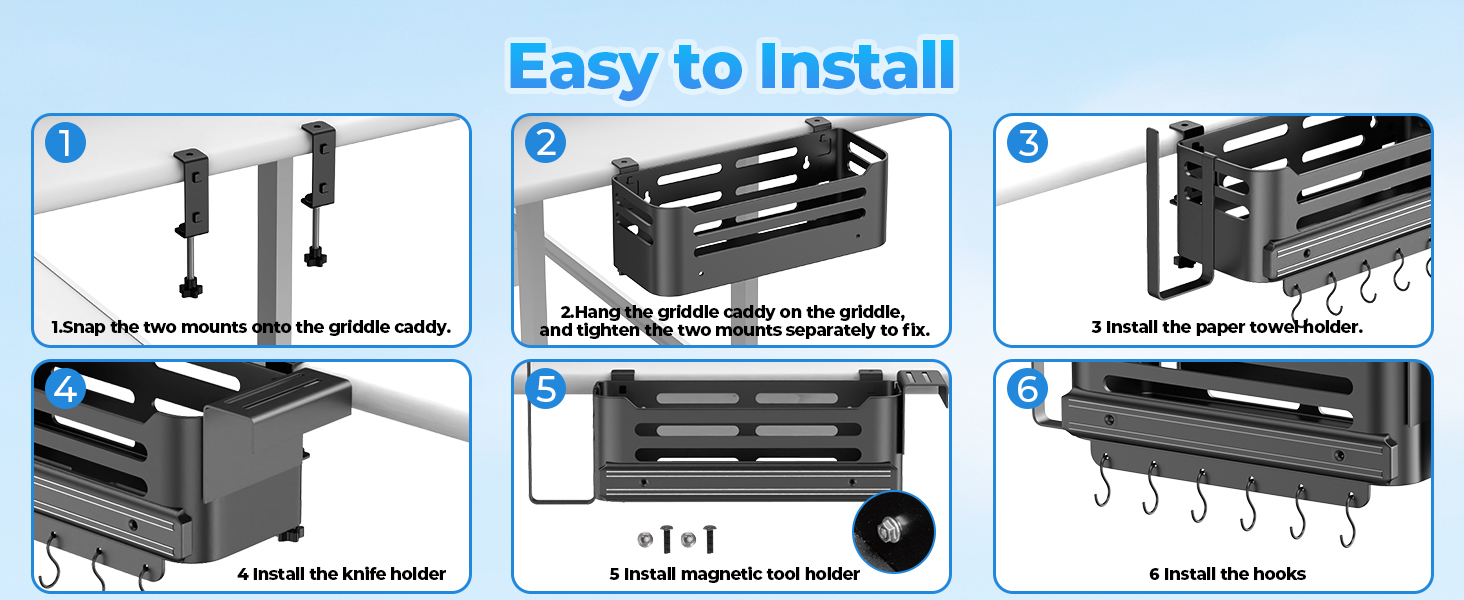 Griddle Caddy for Blackstone Griddle Accessories With Paper Towel Holder & Knife Rack for Blackstone Accessories Griddle 28"/36"