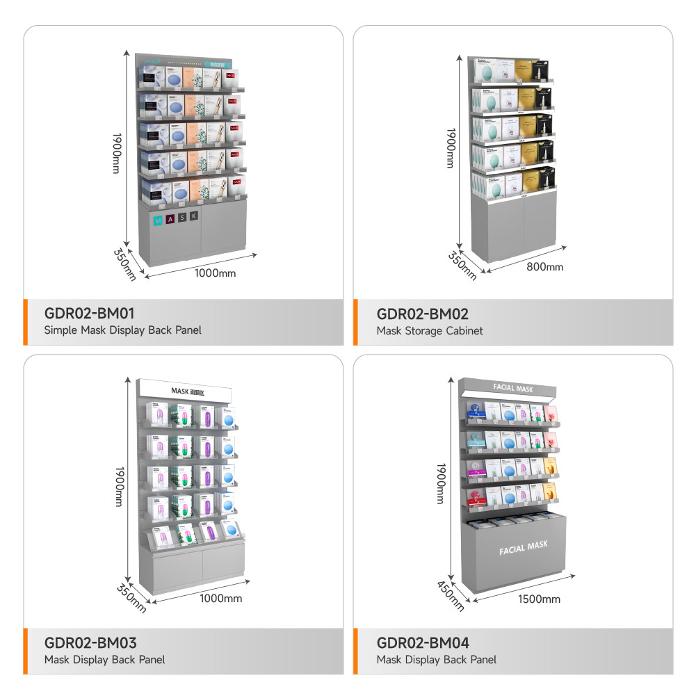 Skincare Display Table Grey Wooden Counter With Thick Soft Film Light Box For Compact Shop Cabinet And Premium Shop Display