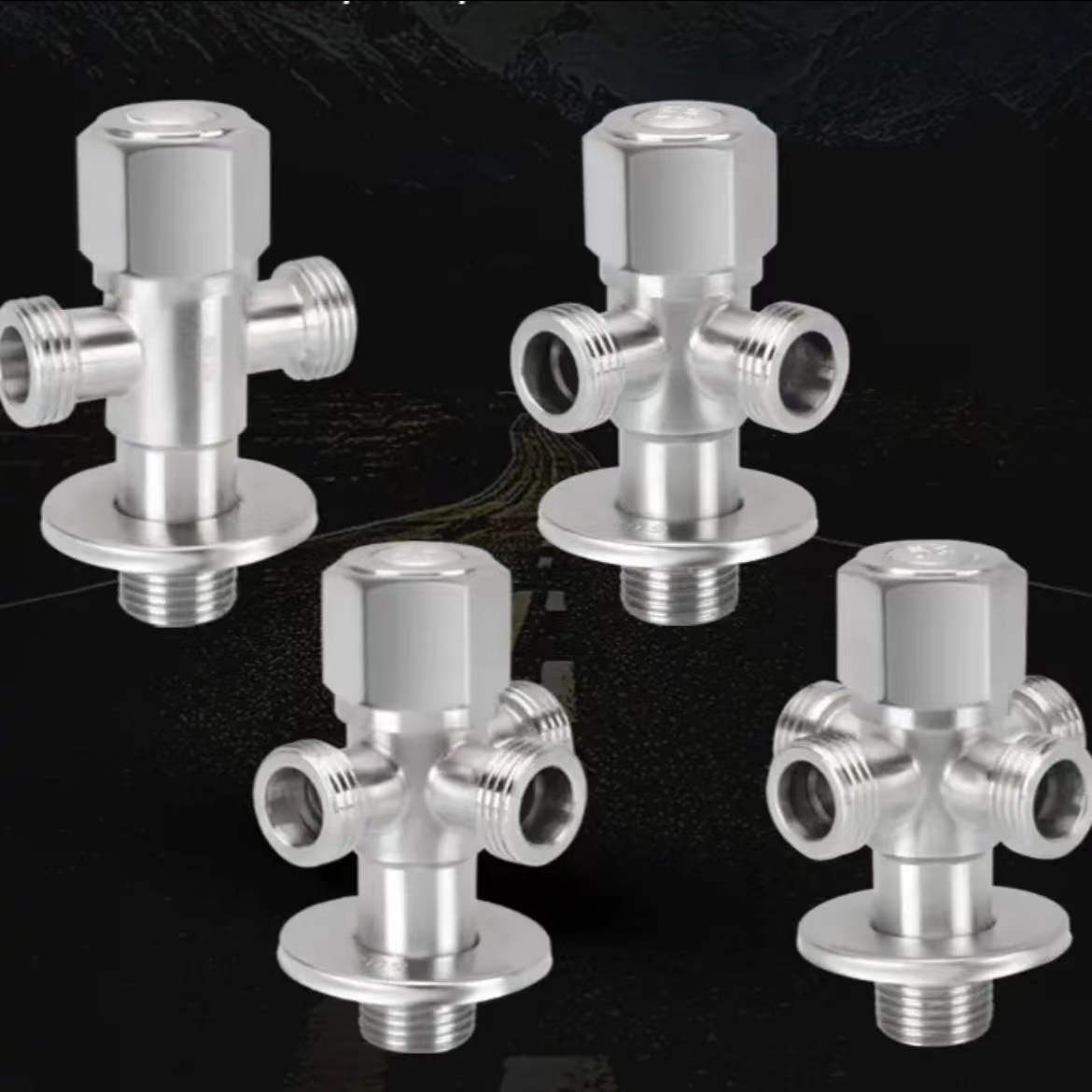 Bathroom Three-Way Angle Stop Valve With Modern Design And Durable 304 Stainless Steel