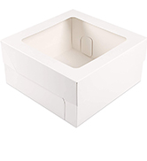 White Paper Bakery Box with Window Square Cardboard Disposable Cake Box