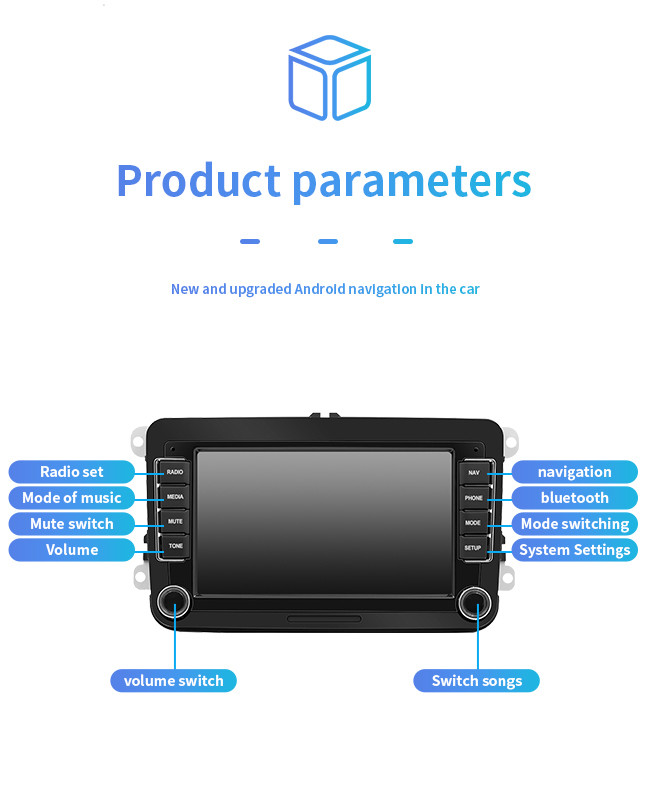 VW 7 Inch Universal GPS Navigation Android Auto 1080P Video Carplay