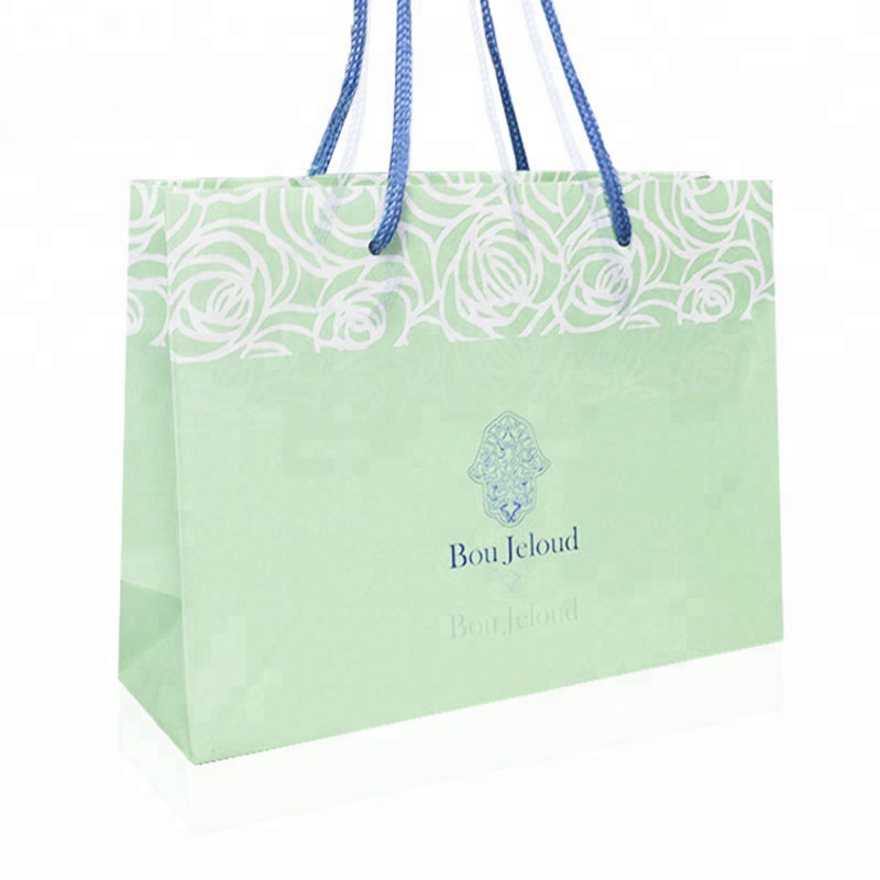 Portable Kraft Paper Bags With Rope Handles Glossy Lamination