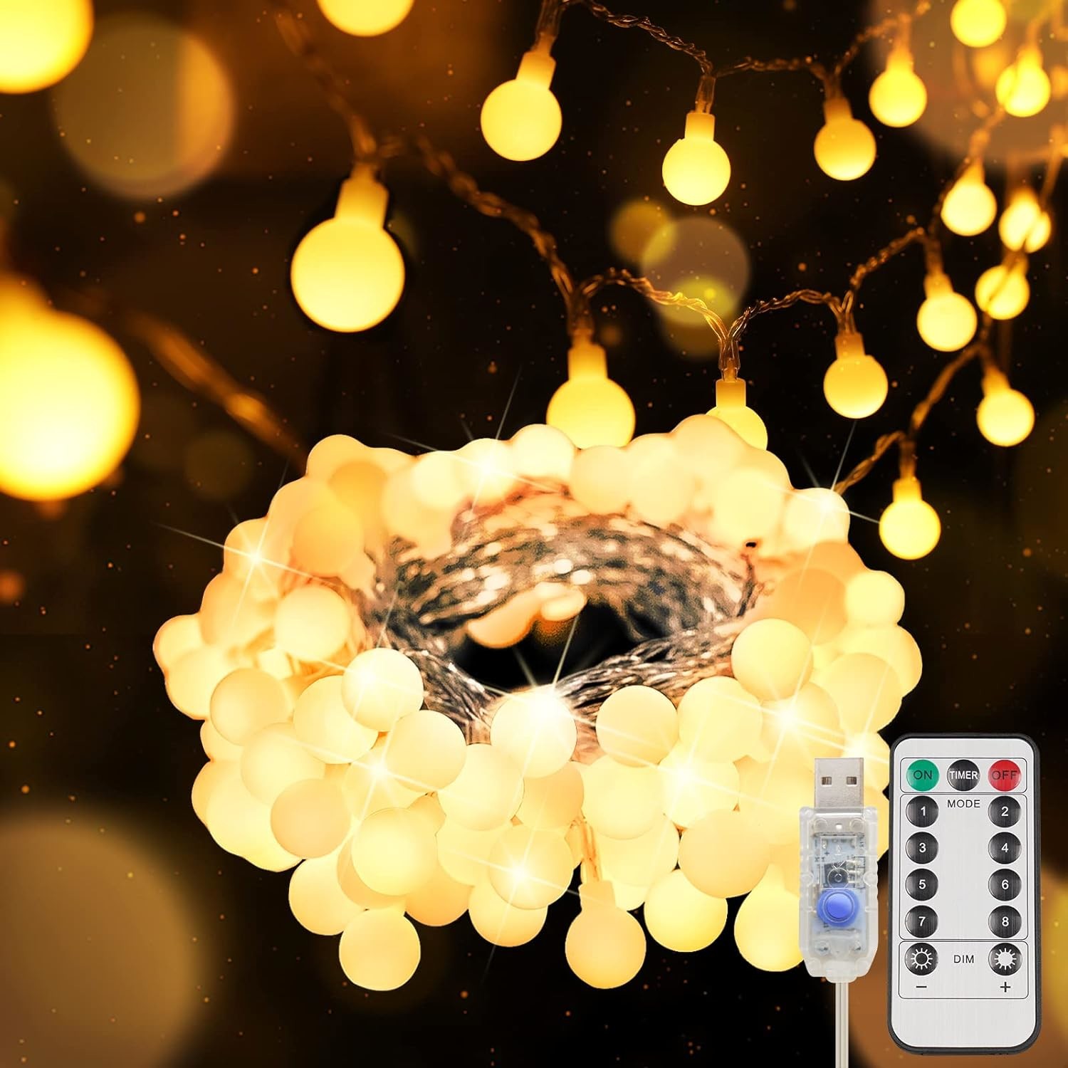 Globe String Lights Bedroom, 100 Led Fairy Lights Plug in, Indoor String Lights for Classroom, Christmas