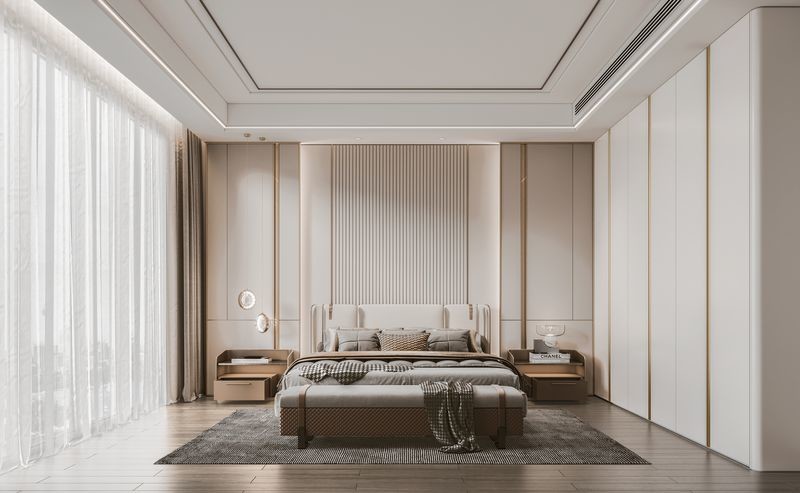 Luxurious Cream White Wardrobe With Gold-Accented Elegance High Durability