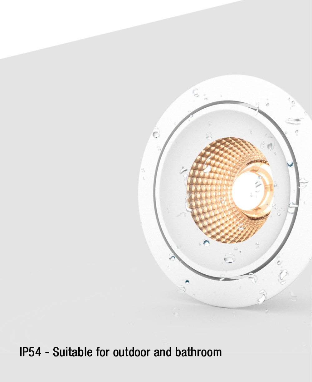 CCT Changeable Aluminum Dim To Warm Downlight 9w 10w IP54 Gypsum Plaster