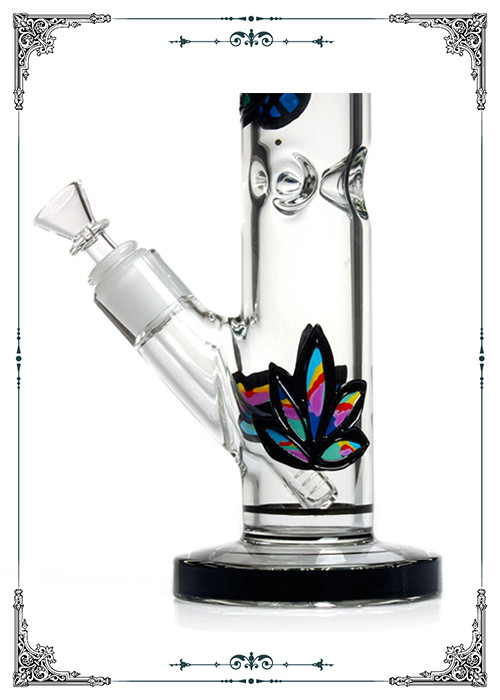 13.5 Inches 7MM Straight Tube Glass Bongs Color Painting Pineapple