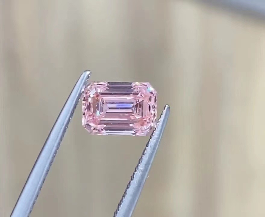 Synthetic Emerald Cut Lab Grown Pink Diamonds Jewelry Fancy Light Grade