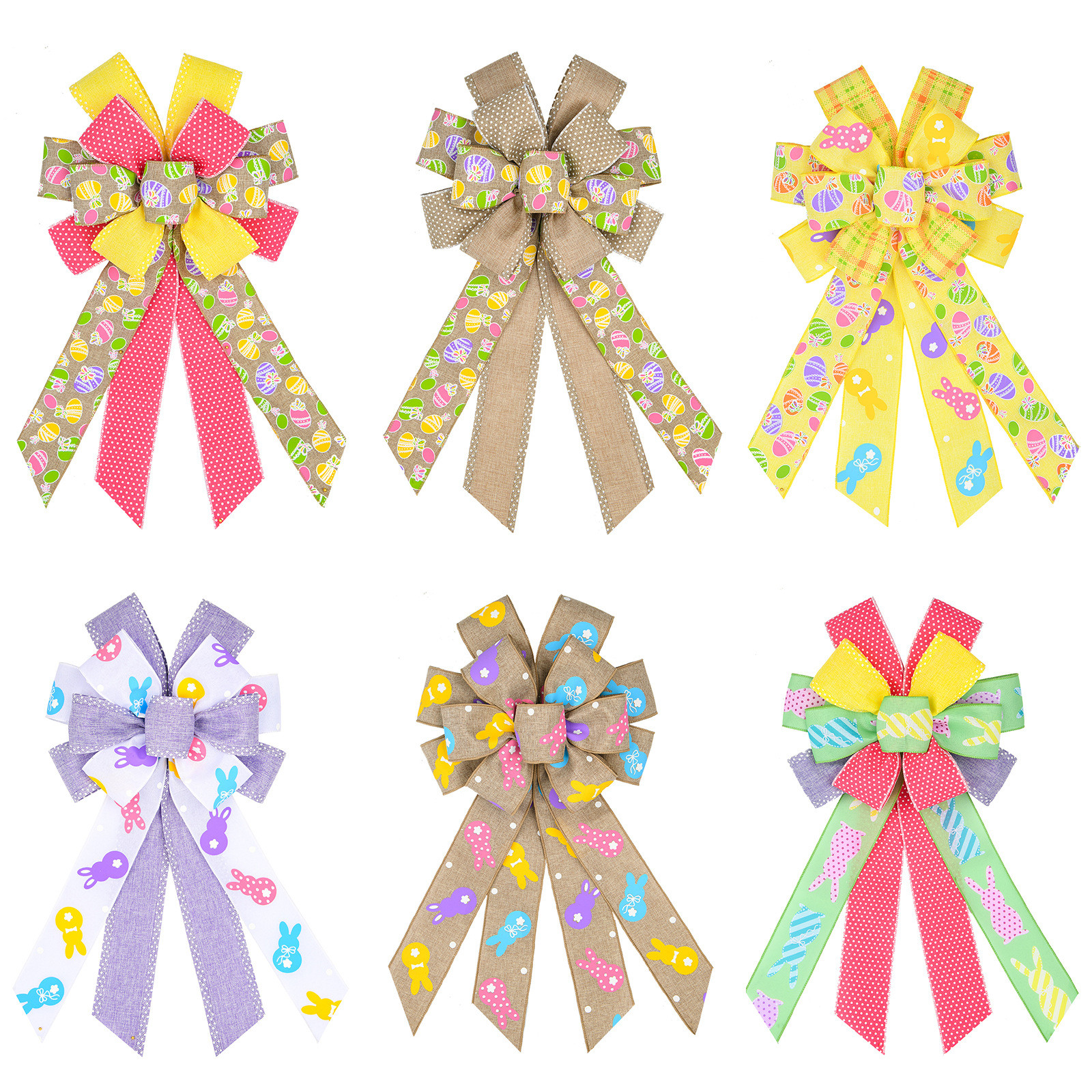 Cute Cartoon Egg And Rabbit Easter Ribbon Bow For Festival Decoration
