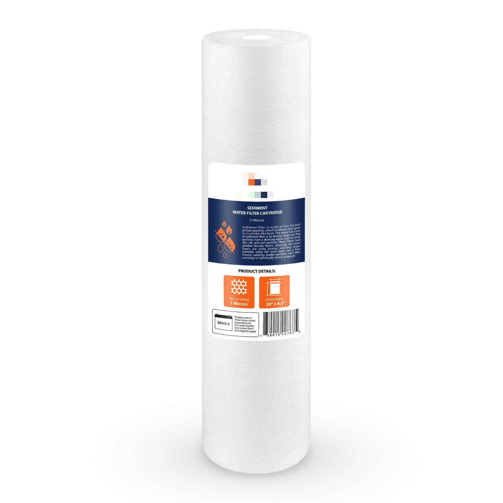 10*10*30cm Big Blue 1 Micron 20" x 4.5" Sediment Water Filter Cartridge with PP