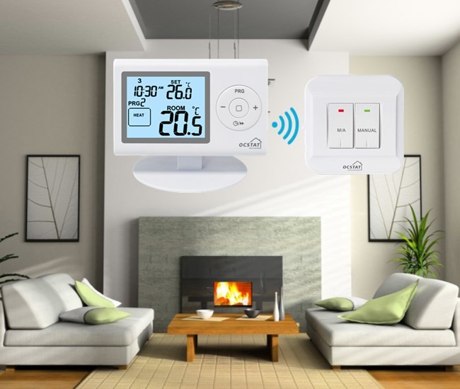 LCD Display Relay Omron Wireless Room Thermostat For Temperature Control