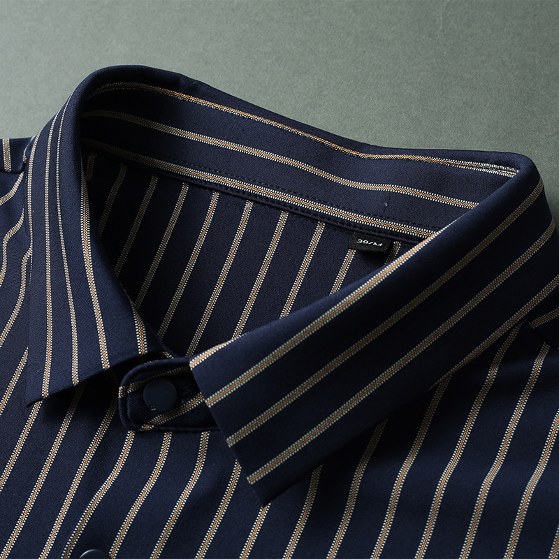 2022 Men's Black Plain Custom Summer Long Sleeve Formal Shirts Slim Fit Cotton Silk Shirt