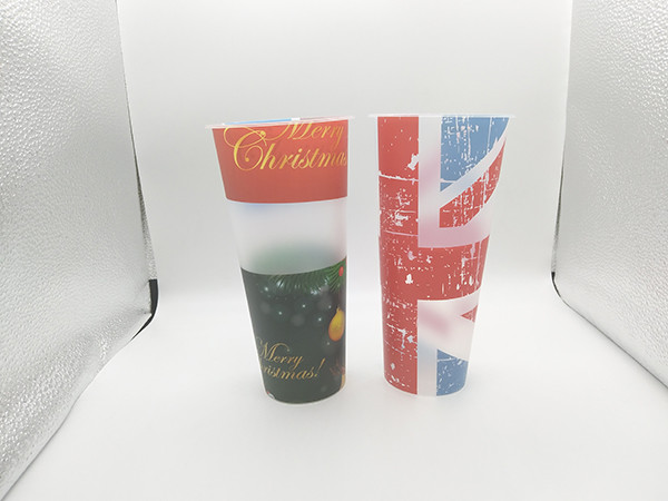 Round Empty Juice Glass Beverge Lable Cup 500Ml 17Oz With Cap , Iml Cups