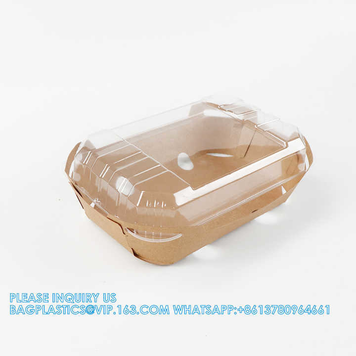 Degradable Wholesale Kraft Paper Tray With PLA Lid For Strawberry Blueberry Boxes Basket Container Packaging